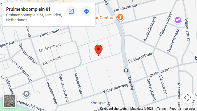 Kaart met de locatie van Bouw en Klusbedrijf Giesberts aan het Pruimenboomplein 81 in IJmuiden.